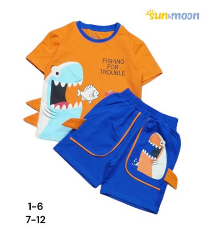  Bộ thun bé trai tay ngắn in cá mập 
