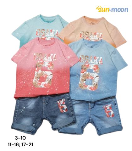  Bộ áo thun tay ngắn in SỐ 6 (Osaka) quần jean Sun & Moon 