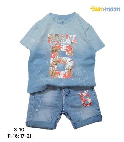  Bộ áo thun tay ngắn in SỐ 6 (Osaka) quần jean Sun & Moon 