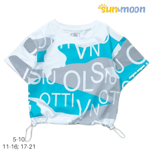  Áo thun bé gái in chữ rút dây Sun & Moon 