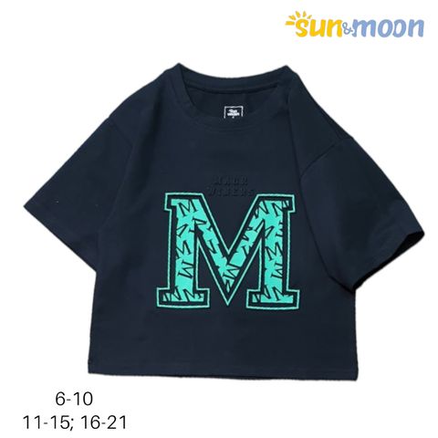  Áo thun bé gái dập nổi in M Sun & Moon 