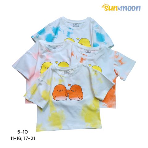 Áo thun bé gái màu loang con gà  Sun & Moon 