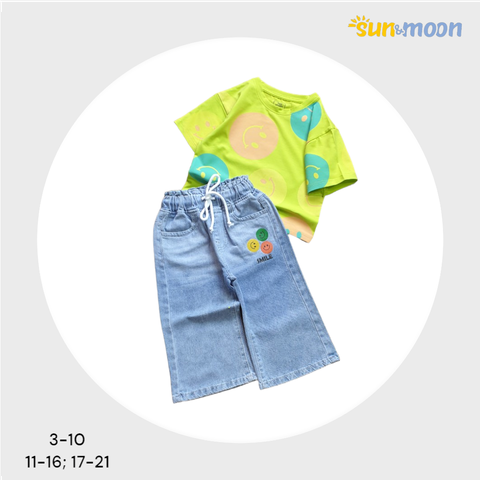  Bộ áo thun mặt cười quần jean Sun&Moon 