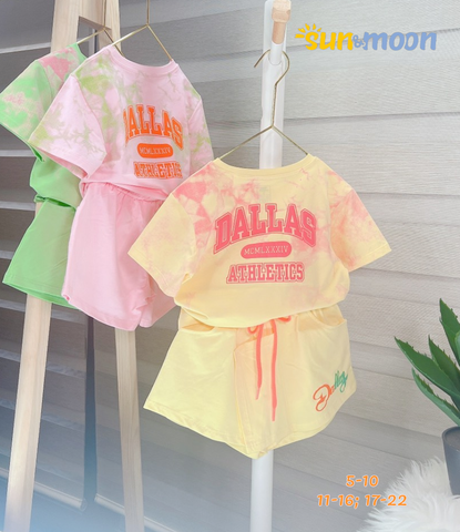  Bộ thun bé gái màu loang Dallas 