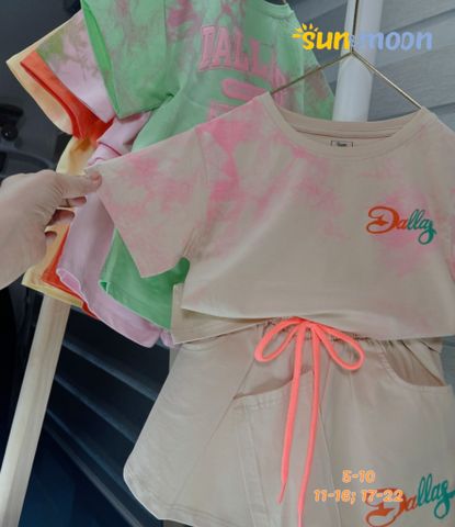  Bộ thun bé gái màu loang Dallas 
