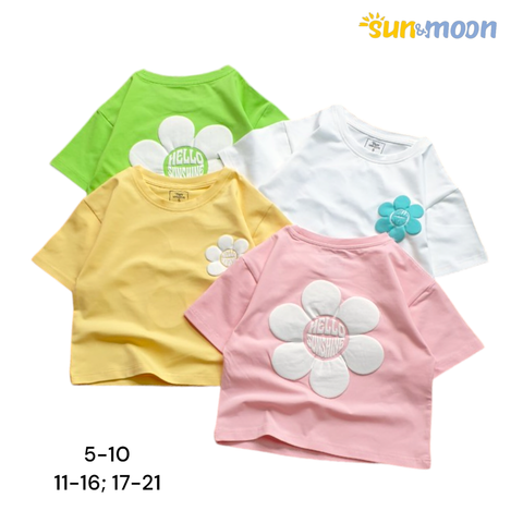  Áo thun bé gái hoa cúc nổi Sun & Moon 