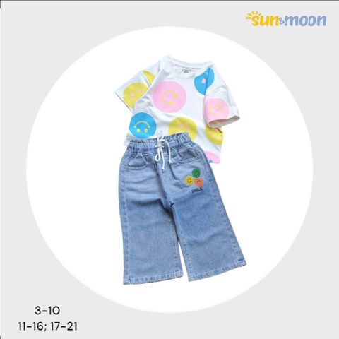  Bộ áo thun mặt cười quần jean Sun&Moon 