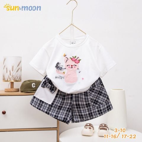  Bộ áo thun MÈO & BƯỚM Quần caro 