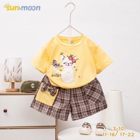  Bộ áo thun MÈO & BƯỚM Quần caro 