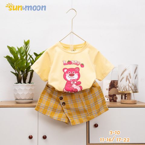  Bộ áo thun gấu dâu xe + Quần giả váy 