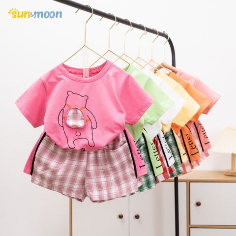  Bộ bé gái áo thun Gấu balo Letter 