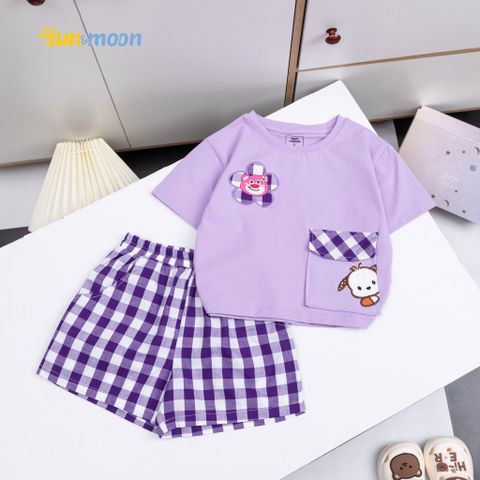  Bộ áo thun gấu dâu & chó + Quần caro 