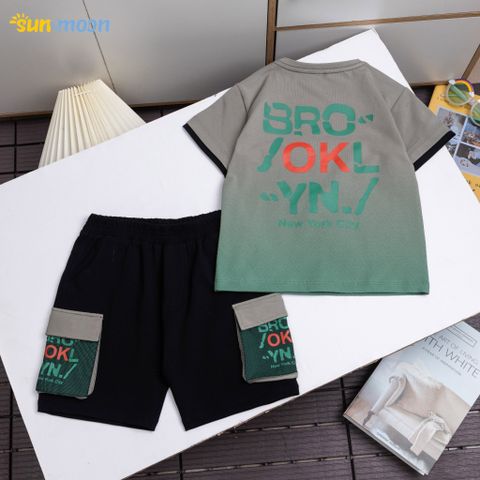  Bộ thun bé trai loang in người BROOK 