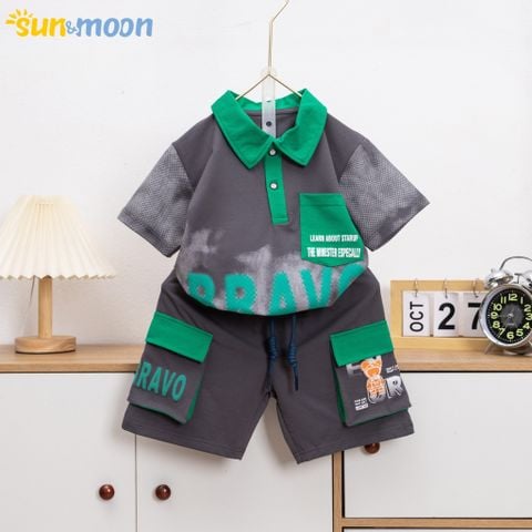  Bộ thun bé trai cổ trụ túi BRAVO 