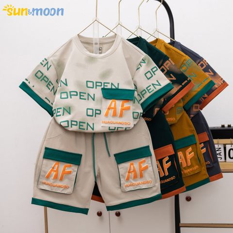  Bộ thun bé trai in chữ Open AF 