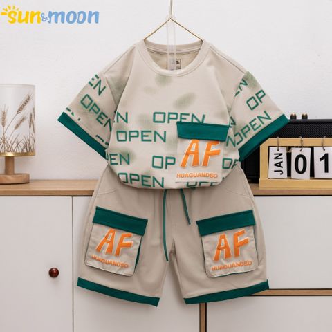  Bộ thun bé trai in chữ Open AF 