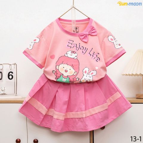  Bộ váy thun nơ cổ bé gái enjoy life 