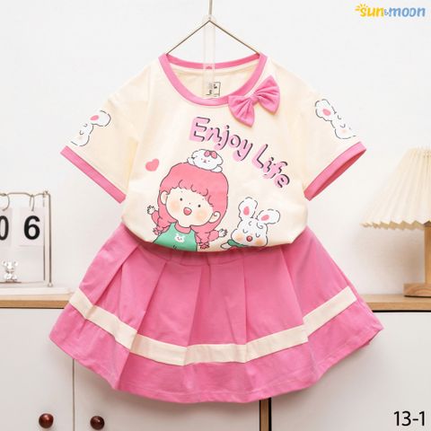  Bộ váy thun nơ cổ bé gái enjoy life 
