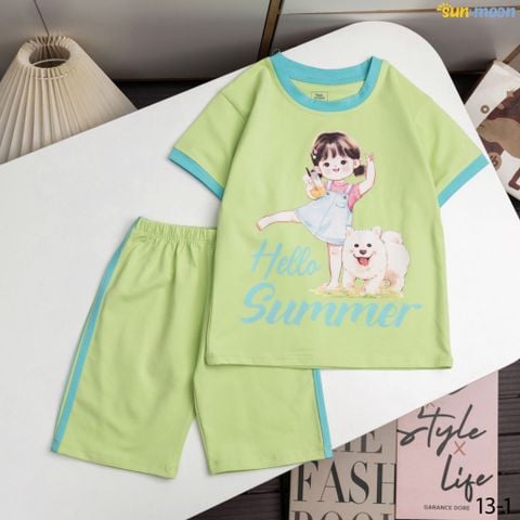  Bộ thun ngố bé gái cún Hello summer 