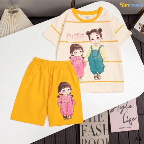  Bộ thun ngố sọc 2 cô gái cute 