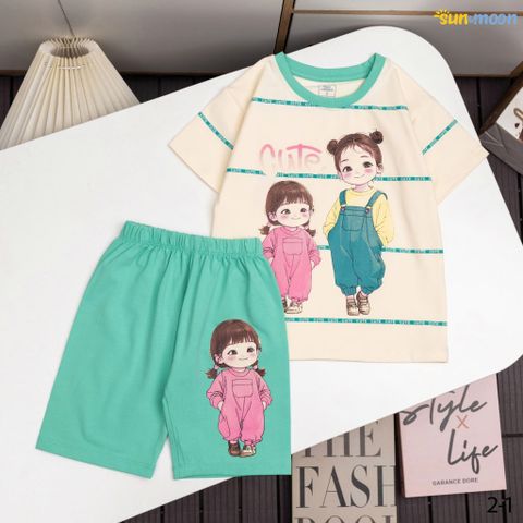  Bộ thun ngố sọc 2 cô gái cute 