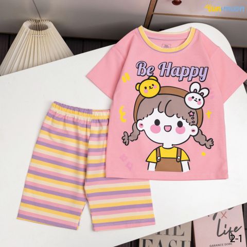  Bộ thun ngố sọc bé gái Be happy 