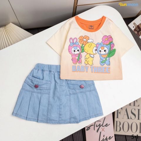  Bộ váy jean 3 Baby three cầm hoa 