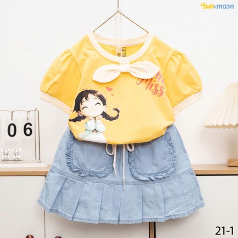  Bộ váy jean nơ cổ bé gái Miss 