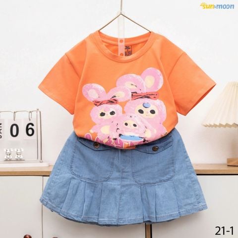  Bộ váy jean 2 túi 3 Baby three 