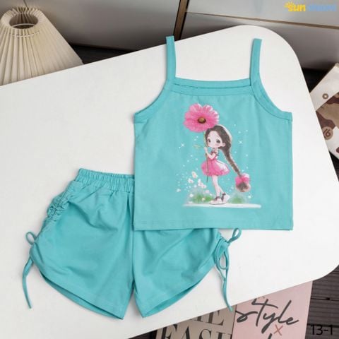  Bộ thun 2 dây bé gái cầm hoa 