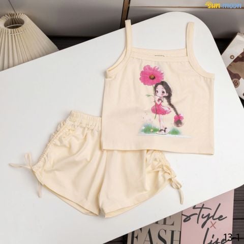  Bộ thun 2 dây bé gái cầm hoa 