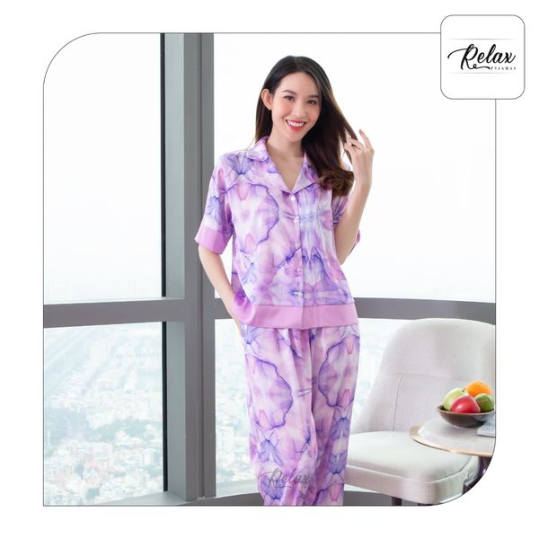 Đồ mặc nhà pyjama tay ngắn quần dài HW1010-HT TÍM