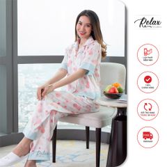 Đồ mặc nhà pyjama tay ngắn quần dài HW1010-HT TRẮNG