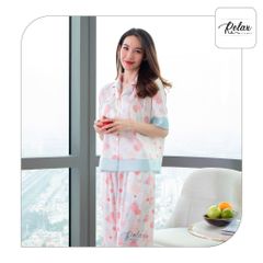 Đồ mặc nhà pyjama tay ngắn quần dài HW1010-HT TRẮNG