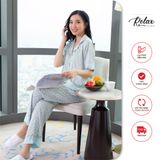 Đồ mặc nhà pyjama tay ngắn quần dài HW1010-HT xanh