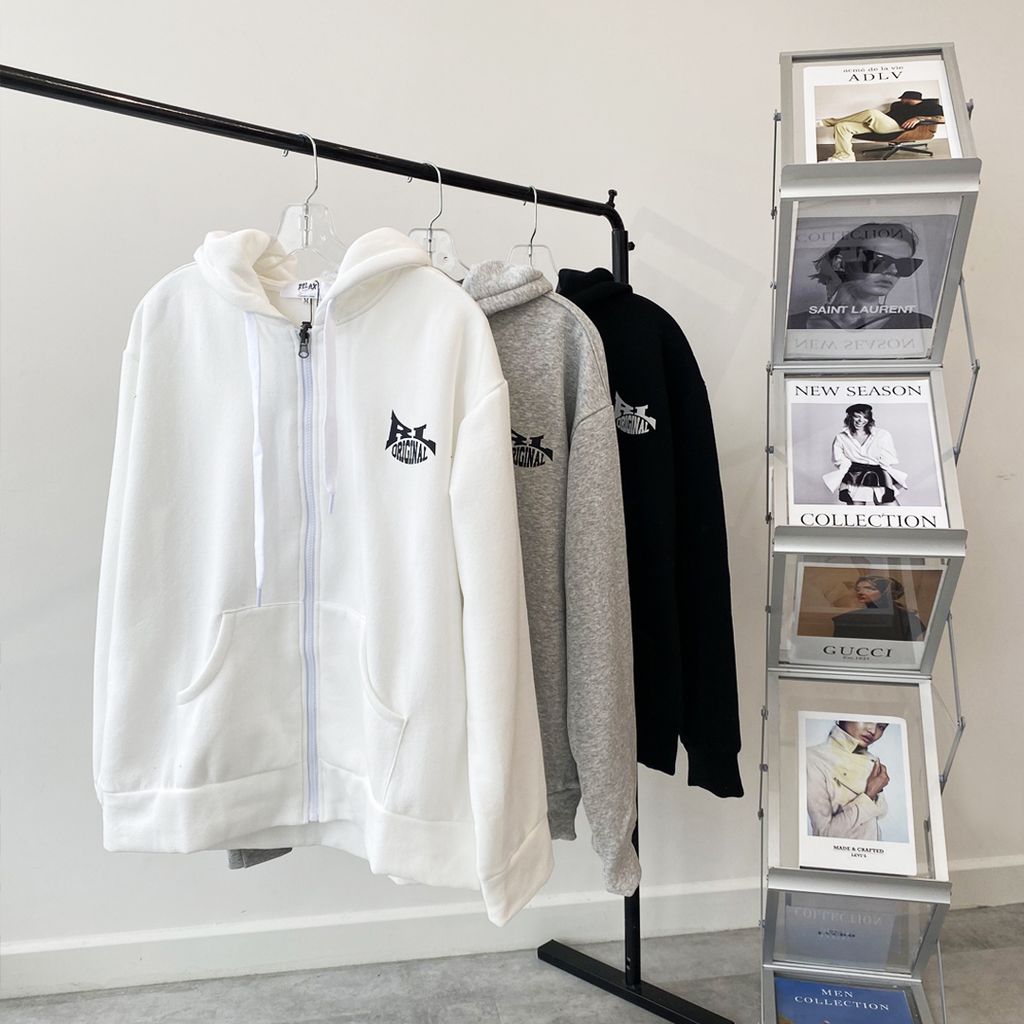 ÁO KHOÁC HOODIE NỈ BÔNG UNI  RUHD001- ĐEN