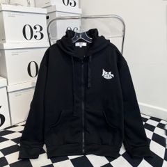 ÁO KHOÁC HOODIE NỈ BÔNG UNI  RUHD001- ĐEN