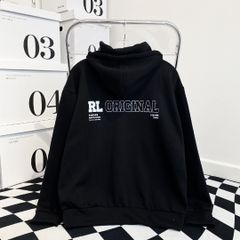 ÁO KHOÁC HOODIE NỈ BÔNG UNI  RUHD001- ĐEN