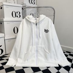 ÁO KHOÁC HOODIE NỈ BÔNG UNI  RUHD001- TRẮNG