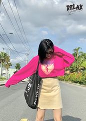 ÁO CROPTOP UNISEX NỮ RUCR001- HỒNG