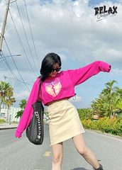 ÁO CROPTOP UNISEX NỮ RUCR001- HỒNG