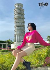 ÁO CROPTOP UNISEX NỮ RUCR001- HỒNG