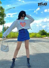 ÁO CROPTOP UNISEX NỮ RUCR001- TRẮNG