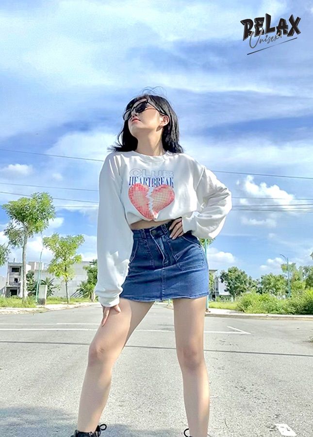 ÁO CROPTOP UNISEX NỮ RUCR001- TRẮNG