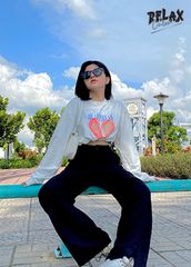 ÁO CROPTOP UNISEX NỮ RUCR001- TRẮNG