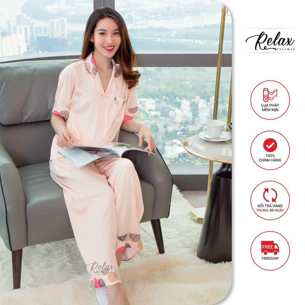 Đồ mặc nhà pyjama tay ngắn quần dài freesize HW1007- màu da