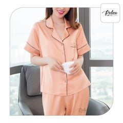 Đồ mặc nhà pyjama tay ngắn quần dài HW1001 màu gạch