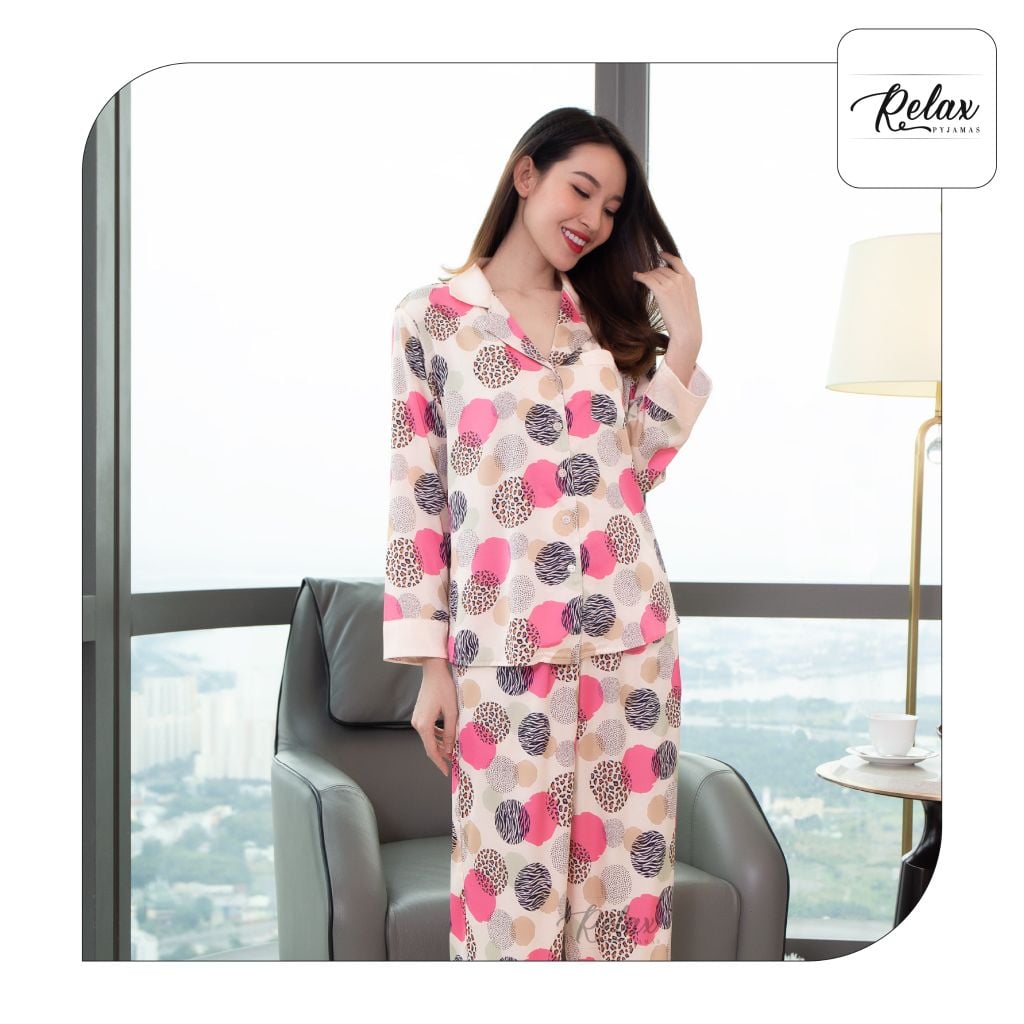 Đồ mặc nhà pyjama tay dài quần dài freesize HW1008-HT da