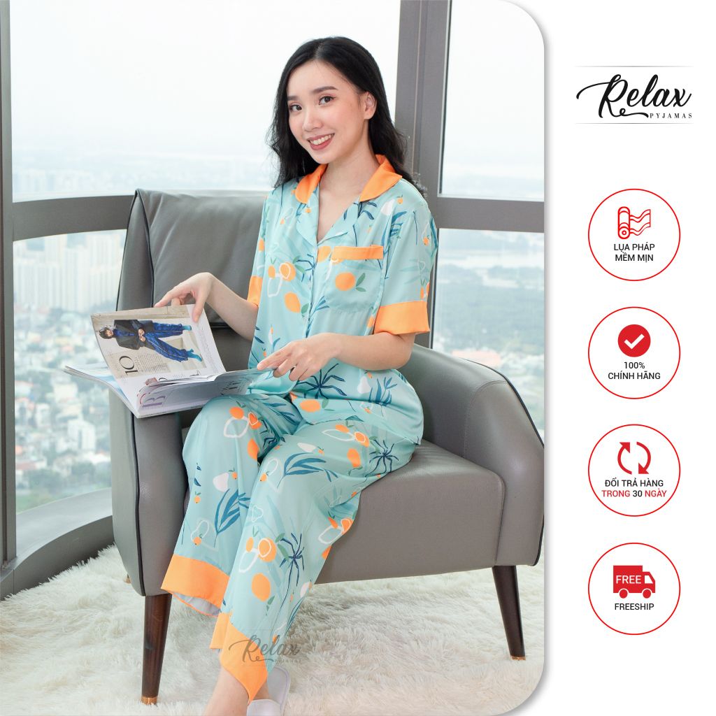 Đồ mặc nhà pyjama tay ngắn quần dài freesize HW1007 -HT Xanh ngọc