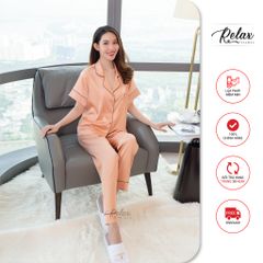 Đồ mặc nhà pyjama tay ngắn quần dài HW1001 màu gạch